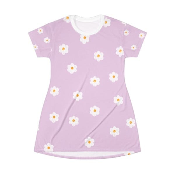 Floral Short Sleeve T Shirt Dress 8211 Cute Lavender Daisy Design for Spring amp Summer Style 2