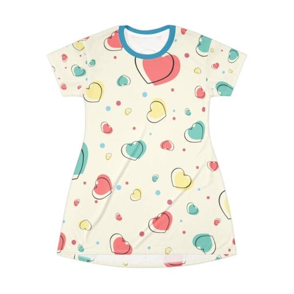 Heart Design T Shirt Dress High Quality 2