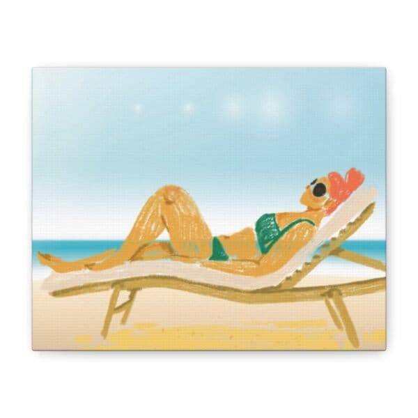 Lady On The Beach Canvas Print Canvas Relax and Rejuvenate Sunbathe Sunbathing Home Decor 46