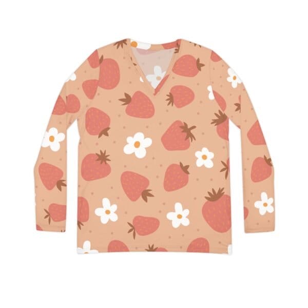 Women8217s V neck Shirt Cute Strawberry Flower Design Comfortable And Stylish Women8217s Wear Minimal Yet Classy 2